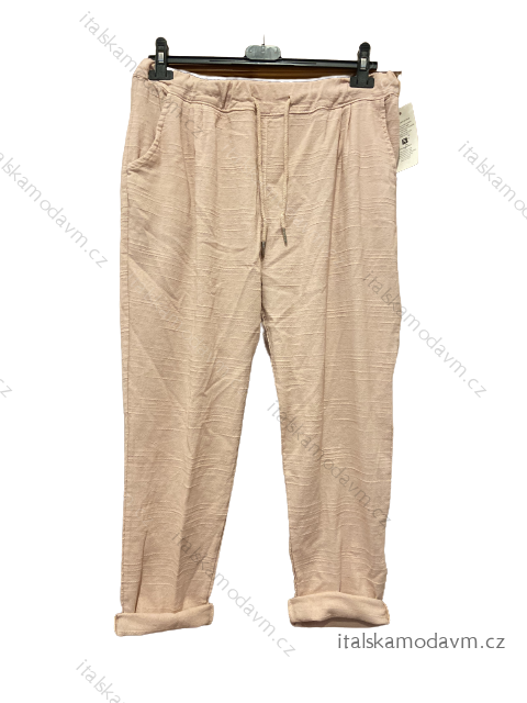 Kalhoty letní lněné dámské (S/M/L ONE SIZE) ITALSKá MóDA IM821006/DU M/L starorůžová