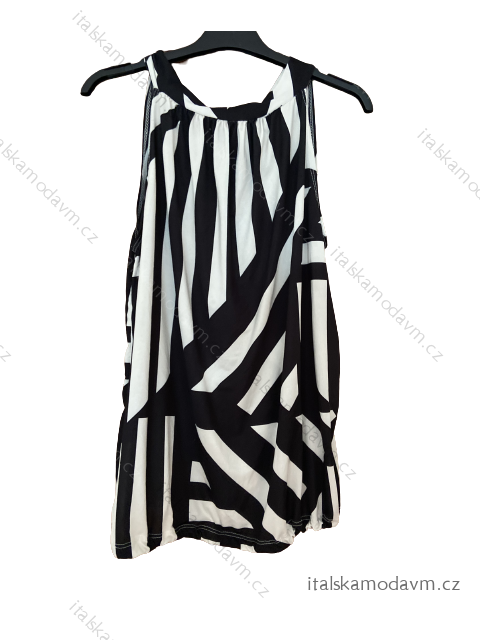Tílko top bez rukávu letní icecool dámské (S/M/L ONE SIZE) ITALSKÁ MÓDA IMM23M84215-8/DU M/L Černo-bílá