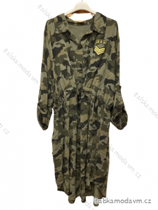 Šaty košilové dlouhý rukáv dámské nadrozměr maskáč (XL/2XL/3XL ONE SIZE) ITALSKÁ MÓDA IMC22775