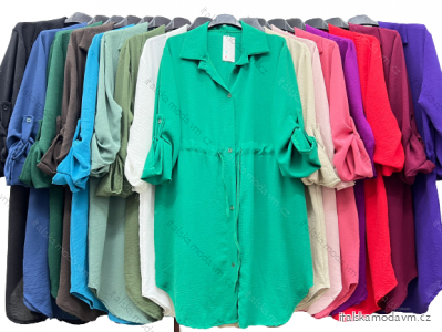 Šaty košilové dlouhý rukáv dámské (M/L/XL ONE SIZE) ITALSKÁ MÓDA IM423582