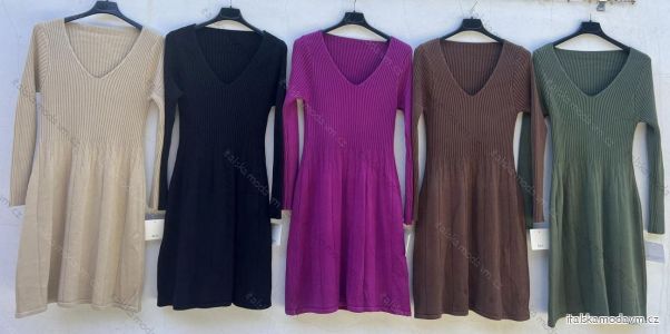 Šaty úpletové teplé dlouhý rukáv dámské (S/M ONE SIZE) ITALSKÁ MÓDA IMD23570