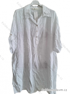 Šaty košilové bavlněné 3/4 dlouhý rukáv dámské nadrozměr (XL/2XL ONE SIZE) ITALSKÁ MÓDA IMD23601/DUR