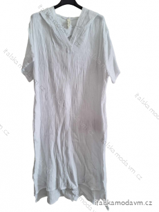 Šaty mušelínové letní krátký rukáv dámské (S/M/L ONE SIZE) ITALSKÁ MÓDA IMD23602/DUR