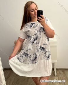 Šaty letní krátký rukáv dámská nadrozměr (XL/2XL/3XL ONE SIZE) ITALSKÁ MÓDA IM422748