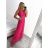 Šaty dlhé spoločenské elegantné letné bez rukávov dámske (S/M ONE SIZE) TALIANSKA MÓDA IMPSH233584 tyrkysová S/M