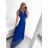 Šaty dlhé spoločenské elegantné letné bez rukávov dámske (S/M ONE SIZE) TALIANSKA MÓDA IMPSH233584 tyrkysová S/M