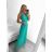 Šaty dlhé spoločenské elegantné letné bez rukávov dámske (S/M ONE SIZE) TALIANSKA MÓDA IMPSH233584 tyrkysová S/M