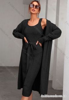 Cardigan a šaty pletený dlouhý rukáv dámský (S/M ONE SIZE) ITALSKÁ MÓDA IMWAD233671