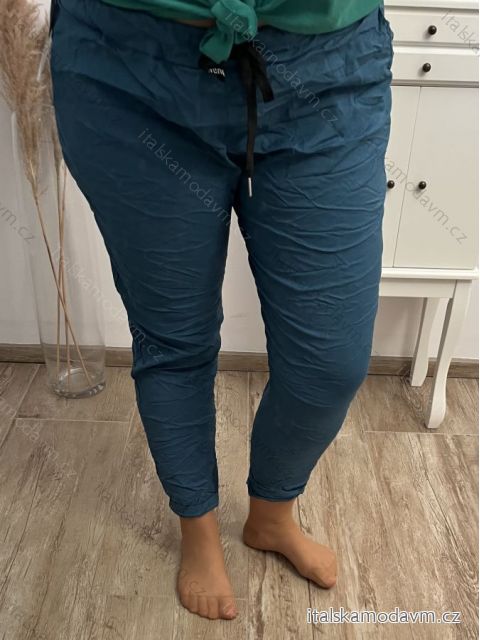Kalhoty dlouhé strečové dámské nadrozměr (XL/2XL/3XL ONE SIZE) ITALSKÁ MÓDA IMWQ23034/DUR XL/2XL petrolejová