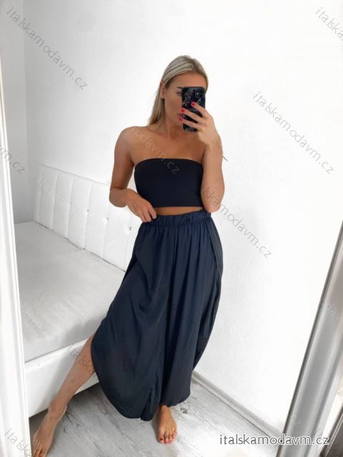 Nohavice harémky letné dlhé dámske (S/M ONE SIZE) TALIANSKA MÓDA IMM239535UN/DU tmavě modrá