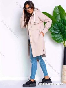 Kabát s kapucí dlouhý rukáv dámský (S/M ONE SIZE) ITALSKÁ MÓDA IMWD233457
