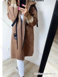 Kabát flaušový na zip dlouhý rukáv dámský (S/M ONE SIZE) ITALSKÁ MÓDA IMWL233784
