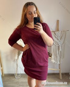 Šaty dlouhý rukáv dámské nadrozměr (XL/2XL ONE SIZE) ITALSKÁ MÓDA IM323LAJLA/DU