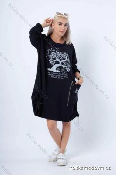 Šaty oversize dlouhý rukáv dámské nadrozměr (XL/2XL ONE SIZE) ITALSKÁ MÓDA IMD23629