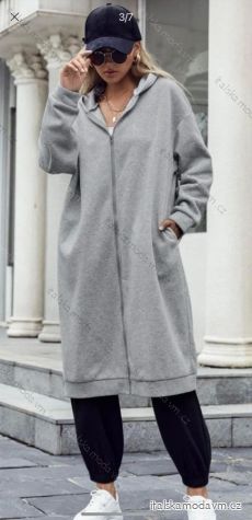 Mikina teplá prodloužená s kapucí na zip dlouhý rukáv dámská (M/L/XL ONE SIZE) ITALSKÁ MÓDA IMD23526