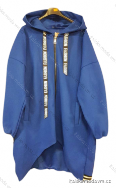 Kabát flaušový se zipem s kapucí dámská nadrozměr (L/XL ONE SIZE) ITALSKÁ MÓDA IM422847/DU