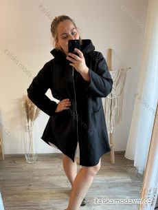 Kabát flaušový na zip dlouhý rukáv dámský nadrozměr (3XL/4XL ONE SIZE) ITALSKÁ MÓDA IMWQ233261