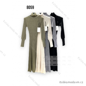 Šaty dlouhé úpletové s rolákem dlouhý rukáv dámské (S/M ONE SIZE) ITALSKÁ MÓDA IMPHD238059-1