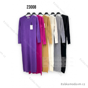 Šaty dlouhé úpletové dlouhý rukáv dámské (S/M ONE SIZE) ITALSKÁ MÓDA IMPHD2323008-1