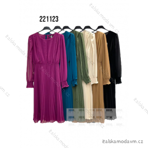 Šaty elegantní dlouhý rukáv dámské (S/M ONE SIZE) ITALSKÁ MÓDA IMPHD23221123