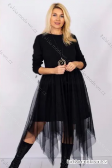 Šaty s tylovou sukní dlouhý rukáv dámské (S/M ONE SIZE) ITALSKÁ MÓDA IMPLI2320701