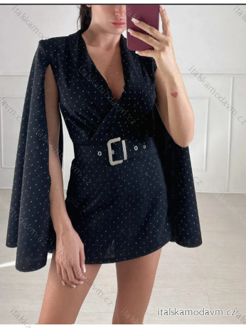 Šaty/overal elegantní mini dlouhý rukáv dámské (S/M ONE SIZE) ITALSKÁ MÓDA IMPBB23C30374