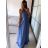 Šaty elegantné bez rukávov dlhé plesové dámske (S/M ONE SIZE) TALIANSKA MÓDA IMM22ZQL-60025/DU meruňková
