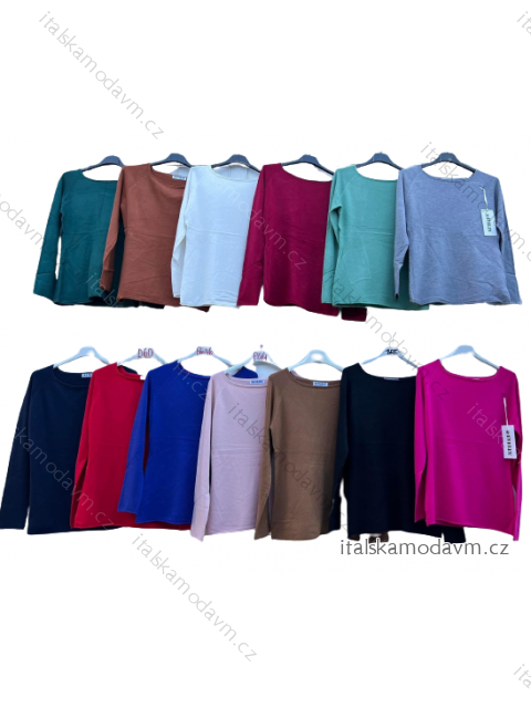 Svetr úpletový tenký dlouhý rukáv dámský (S/M ONE SIZE) ITALSKÁ MÓDA IMD23733