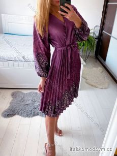 Šaty elegantní dlouhý rukáv dámské (S/M ONE SIZE) ITALSKÁ MODA IMM23M4973