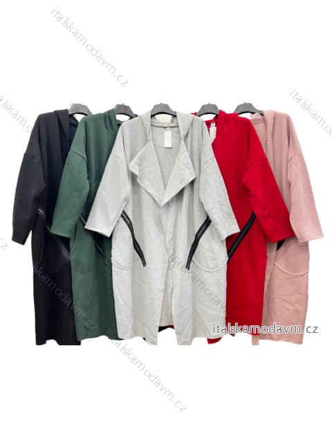 Cardigan dlouhý rukáv dámský nadrozměr (2XL/3XL ONE SIZE) ITALSKÁ MÓDA IM423679