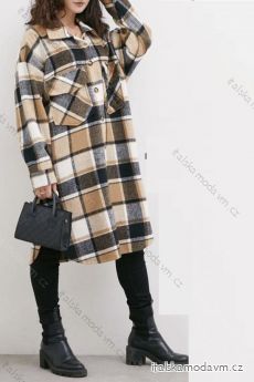 Kabát flanelový dlouhý rukáv dámský (S/M/L ONE SIZE) ITALSKÁ MÓDA IMD23746