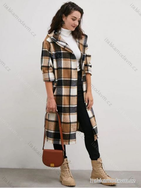 Kabát flanelový dlouhý rukáv dámský nadrozměr (S/M/L/XL/2XL ONE SIZE) ITALSKÁ MÓDA IMD23747