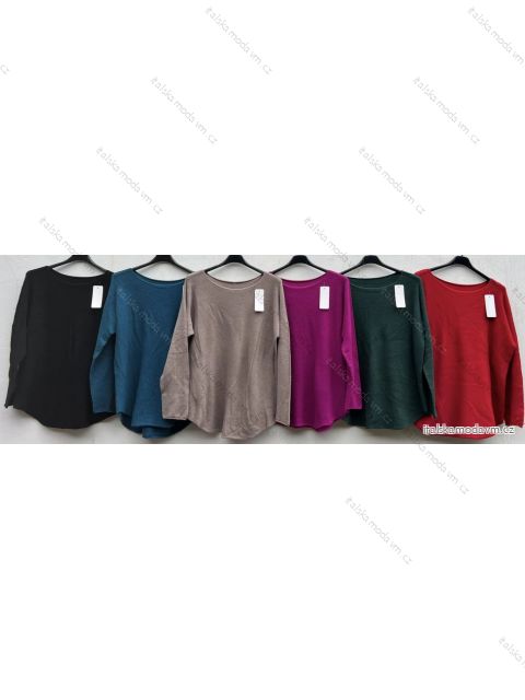 Svetr úpletový tenký dlouhý rukáv dámský (L/XL ONE SIZE) ITALSKÁ MÓDA IMD23752