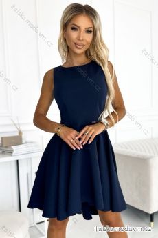 397-2 Elegantní šaty s delším zadním dílem - tmavě modrá