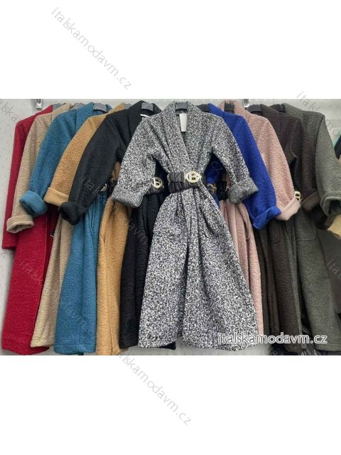 Kabát flaušový beránek dlouhý rukáv dámský (S/M ONE SIZE) ITALSKÁ MÓDA IMWD233896