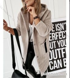 Kabát alpaka s kapucí dlouhý rukáv dámský (S/M ONE SIZE) ITALSKÁ MÓDA IMWAK233903
