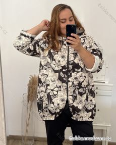 Mikina na zip s kapucí dlouhý rukáv dámská nadrozměr (2XL/3XL/4XL ONE SIZE) ITALSKá MóDA IM423HENNA