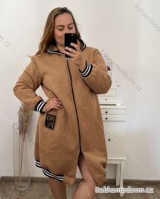 Kabát na zip s kapucí dlouhý rukáv dámská nadrozměr (2XL/3XL ONE SIZE) ITALSKÁ MÓDA IM423HOPA