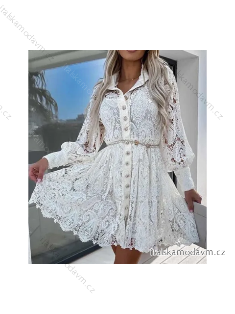 Šaty krajkové košeľové boho dlhý rukáv dámske (S/M ONE SIZE) TALIANSKA MÓDA IMPBB236443okt