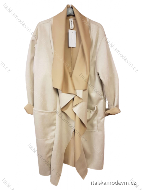 Sako prodlžené broušená koženka dámský (uni M/L) ITALSKá MóDA IMWMS2311290/DU béžová M / L