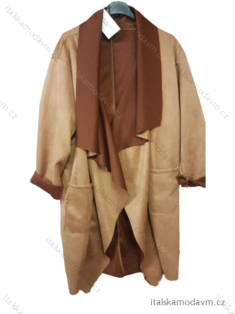 Sako prodloužené broušená koženka dámské (uni M/L) ITALSKá MóDA IMWMS2311290/DU hnědá M/L