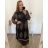 Šaty dlhé šifónové dlhý rukáv dámske nadrozmer (3XL/4XL ONE SIZE) TALIANSKA MÓDA IMWEC23ITALY/DU černá