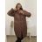 Bunda kabát prošívaný dlouhý rukáv dámská nadrozměr (2XL/3XL ONE SIZE) ITALSKÁ MÓDA IMWCT233519 hořčicová