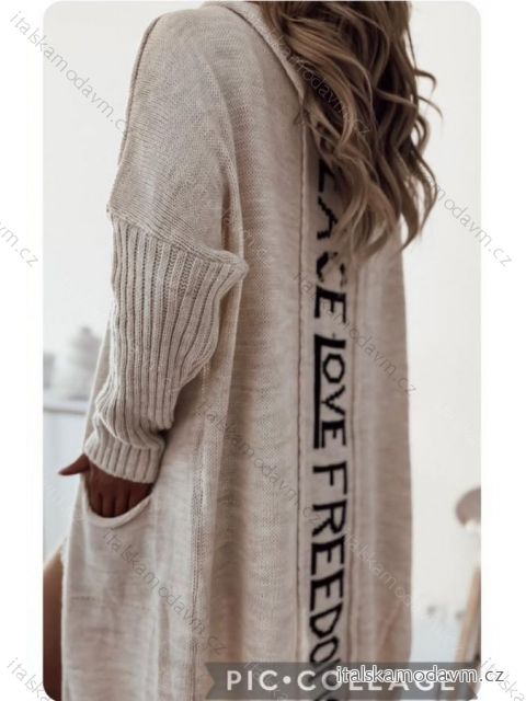 Cardigan pletený tenký dlhý rukáv dámsky (S / M / L ONE SIZE) TALIANSKÁ MÓDA IMWL21118
