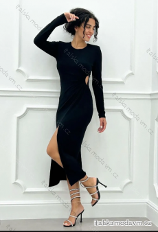Šaty dlouhé elegantní dlouhý rukáv dámské (S/M ONE SIZE) ITALSKÁ MÓDA IMPLP2321030095