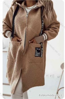 Kabát beránkový flaušový dlouhý rukáv dámský (S/M/L ONE SIZE) ITALSKÁ MÓDA IMWBL23012