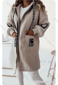 Kabát flaušový oversize dlouhý rukáv dámský (S/M/L ONE SIZE) ITALSKÁ MÓDA IMWBL23015