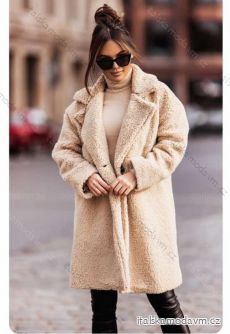 Kabát teddy dlouhý rukáv dámský (S/M ONE SIZE) ITALSKÁ MÓDA IMWBL23034