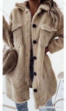 Kabát teddy dlouhý rukáv dámský (S/M ONE SIZE) ITALSKÁ MÓDA IMWBL23036