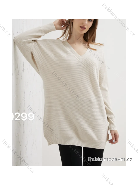 Sveter úpletový predĺžený oversize dlhý rukáv dámsky (S/M ONE SIZE) TALIANSKA MÓDA IMPDY23FH9299